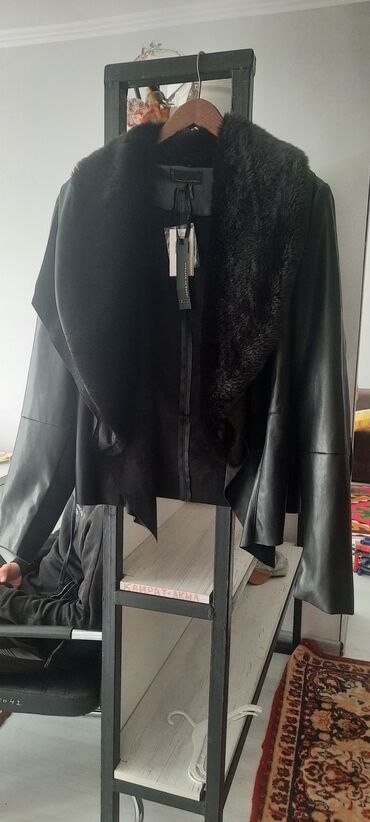 Кожаная куртка, Классическая модель, Натуральная кожа, Приталенная модель, С меховой отделкой, Укороченная модель, L (EU 40)