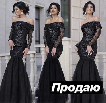 турецкие стильные платья: Вечернее платье, Русалка, Длинная модель, Фатин, С рукавами, С пайетками, S (EU 36), M (EU 38)