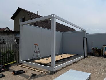 Контейнеры: Модульный контейнер серого цвета с дверью и окном Подходит для — 6