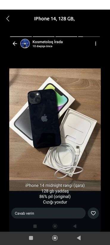 işlənmiş iphonelər: IPhone 14, 128 GB