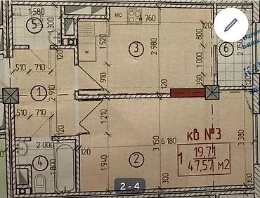 57: 1 комната, 47 м², Нижний Джал (Джал-23) Элитка, 2 этаж, ПСО (под самоотделку) — 2