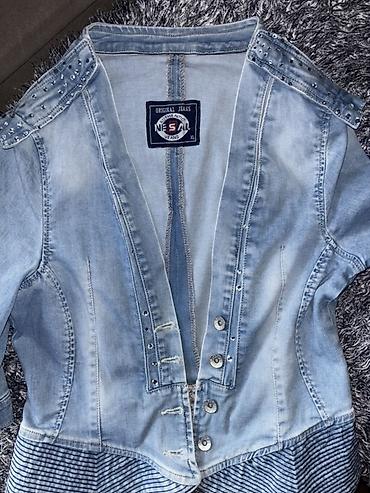 Kožne jakne: Ženska teksas jakna/blejzer – NESSAL Jeans, veličina XL - Svetloplava — 5