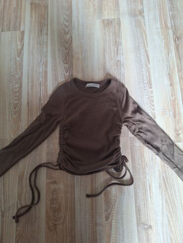 elegantní crop top: Pull and Bear, XS (EU 34), Cotton, Single-colored, color - Brown