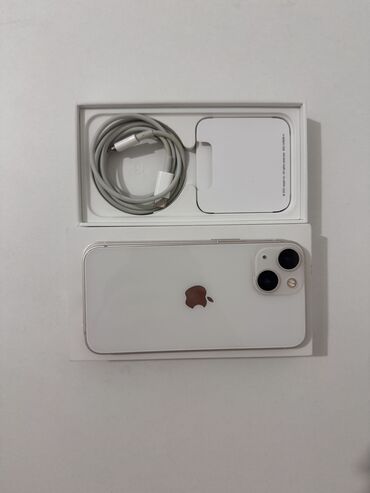 Apple iPhone: IPhone 13 mini, Б/у, 128 ГБ, Старлайт, Чехол, Кабель, Коробка, 89 %