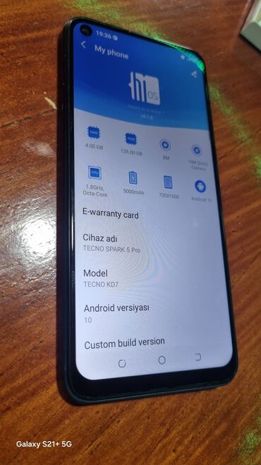 işlənmiş mobil telefonlar: Tecno Spark 5 Pro, 128 GB, rəng - Narıncı, İki sim kartlı, Sənədlərlə, Sensor