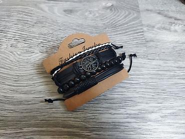 Aksesuarlar: Dəri və muncuqdan çoxqatlı qolbaq seti - Üslub: boho/urban tərzi - — 2