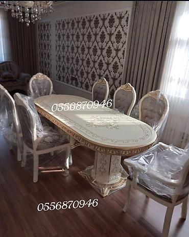 qoz: Qonaq otağı üçün, Yeni, Açılmayan, Dördbucaq masa, 6 stul — 6