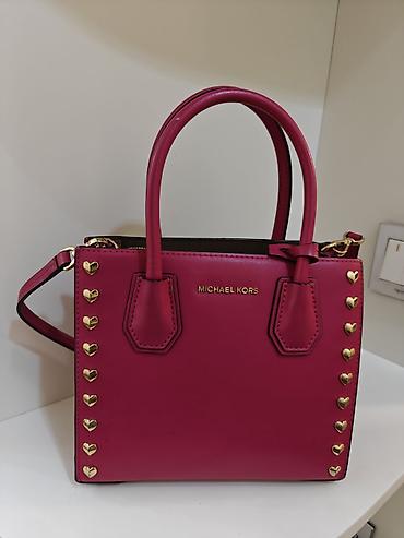 orginal canta: Michael Kors qadın əl çantası - Rəng: çəhrayı (magenta) - Material — 1
