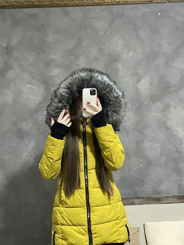 утепленная зимняя куртка: Пуховик, По колено, L (EU 40)