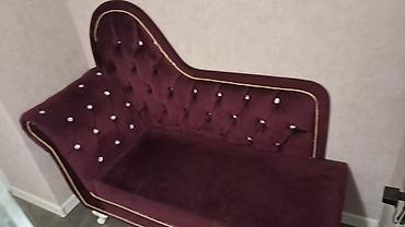 manikur kreslosu: Bordo rəngli zərif salon mebelləri dəsti - Material: yumşaq məxmər — 2