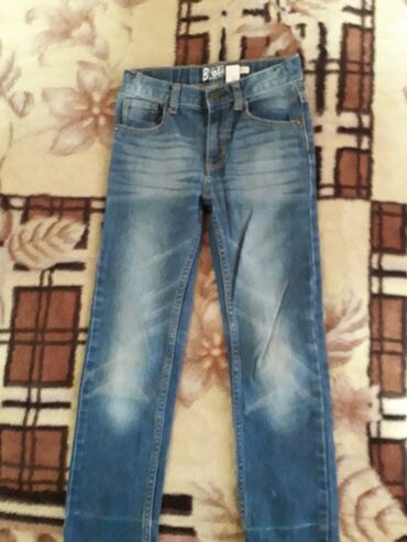 детские джинсы на резинке: Джинсы и брюки, цвет - Синий, Б/у