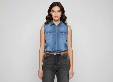 jeans mom slim fit stradivarius: Moodo, Women`s shirt, size S