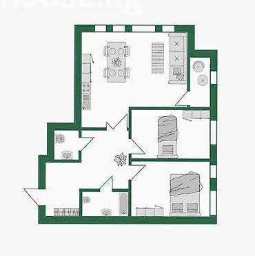 gala group: 3 комнаты, 88 м², Азия Молл Элитка, 8 этаж, ПСО (под самоотделку) — 3