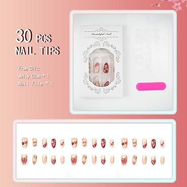 dream touch: Set od 30 presovanih noktiju – “Cherry & Strawberry” dizajn - — 2