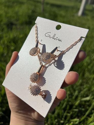 Наборы украшений: Дубайский бижутерия 💍💎 Комплект украшений Gulina в розовом золоте — 9