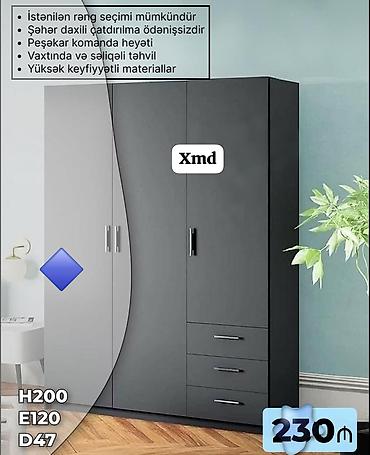 kitab skafi: Yeni, 3 qapılı, Siyirməli, Boz, Açılan, Düz dolab — 1