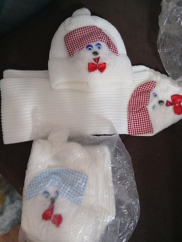 ag cəkmələr: Uşaq üçün qış dəsti – papaq, şarf və - Material: yumşaq toxunma — 1