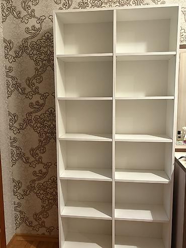 Ağ rəngli iki sütunlu rəf sistemi - Material: laminat/MDF tipli ağ lalafo.az -da Ağ rəngli iki sütunlu rəf sistemi - Material: laminat/MDF tipli ağ