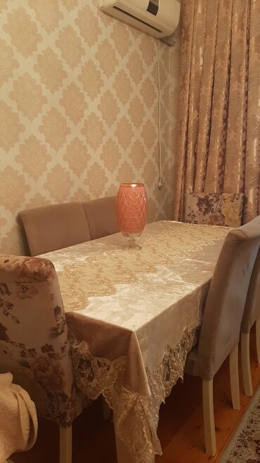 heyet ucun stol stul: Qonaq otağı üçün, İşlənmiş, Açılan, Dördbucaq masa, 6 stul, Azərbaycan
