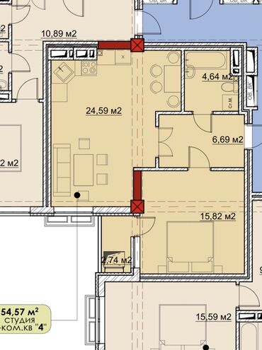 Продажа квартир: 2 комнаты, 55 м², Элитка, 3 этаж, ПСО (под самоотделку)