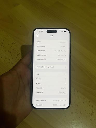 Apple iPhone: IPhone 15 Pro Max, Б/у, 256 ГБ, Black Titanium, Кабель, 78 % — 14