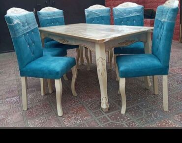 Masa və oturacaq dəstləri: Qonaq otağı üçün, Yeni, Açılmayan, Dördbucaq masa, 6 stul — 15