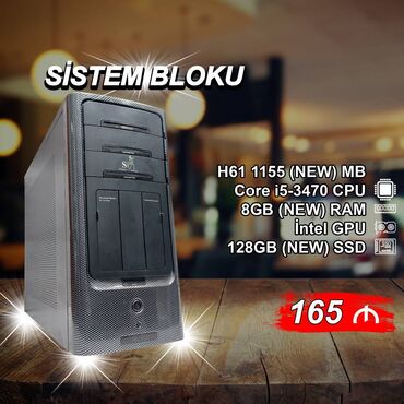 Operativ yaddaş (RAM): Sistem Bloku "Qori DDR3 H61 1155 Core i5 3470” ⭐Tək Sistem Bloku – 165