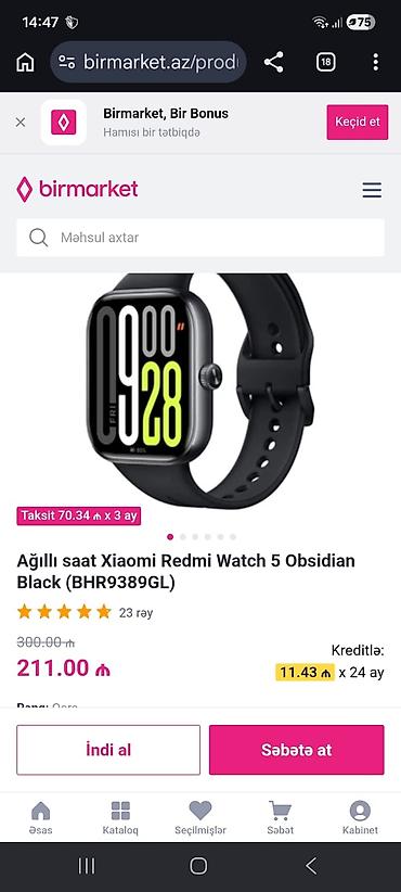 apple watch ultra 1: Xiaomi Redmi Watch 5 – Obsidian Black (BHR9389GL) - 1.75" AMOLED — 3