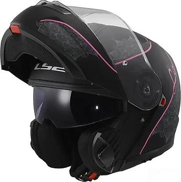 10 cm: LS2 modularna motociklistička kaciga – crna mat sa roze detaljima i — 2