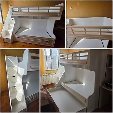 Ikimertebeli çarpayi.matraslarla birge.qiymet 480 man.mdf.alt