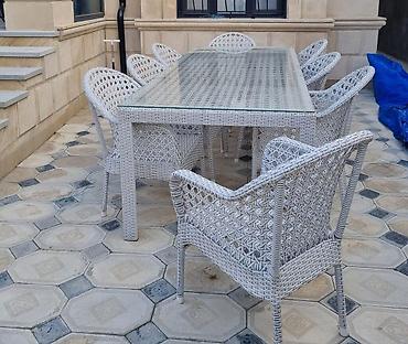 Sifarişlə bağ mebeli: *900₼ həsir MASA desti :-TƏCİLİ SATILIR‼️* 8oturacağı var əla — 1