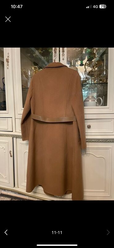 Пальто: Пальто, Классика, Зима, Овечья шерсть, Длинная модель, Приталенная модель, С поясом, Без подкладки, L — 9