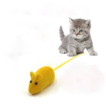 миски для животных: Игрушка для кошек "Мышь", велюр, с пищалкой, цвет: желтый, длина 6,5