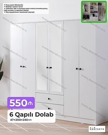 Шкафы: 6 qapılı paltar dolabı — 47×200×240 sm - Rəng seçimi: mümkündür - — 1