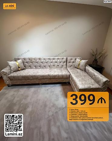 Mebel: Künc divan – La Mini - Model: Künc Divan (Kod: 3947) - Ölçülər: 260 × — 1