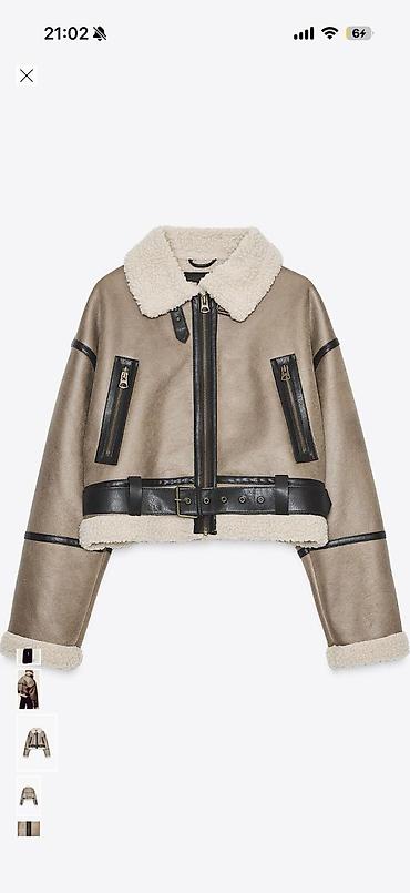 prsluci cupavi: ZARA kratka aviator jakna sa veštačkim krznom (shearling stil) - — 3