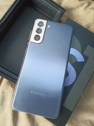 s21 samsung: Samsung Galaxy S21 5G, Колдонулган, 256 ГБ, түсү - Кызгылт көк, 1 SIM, eSIM