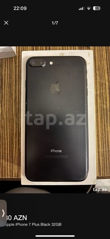 Apple iPhone: IPhone 7 Plus, 32 GB, Qara, Barmaq izi