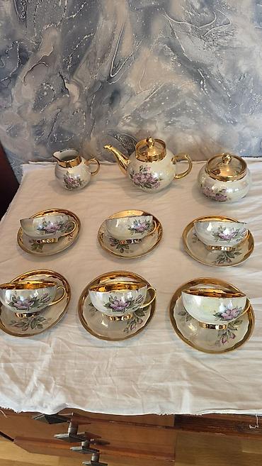 Uşaqlar üçün digər mallar: Çay sevizi. 6- nəlbəki, 6- fincan, 1- çaynik, 1- süd qabı, 1- şəkər — 5