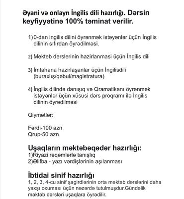 nv academy azərbaycan dili: Əyani və onlayn İngilis dili hazırlığı. Dərsin keyfiyyətinə 100%