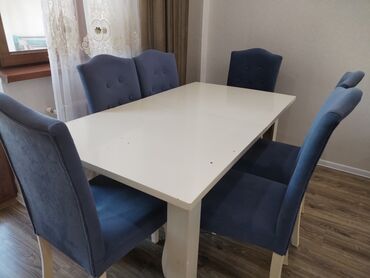 işlenmiş masa desti: Б/у, Раскладной, 6 стульев