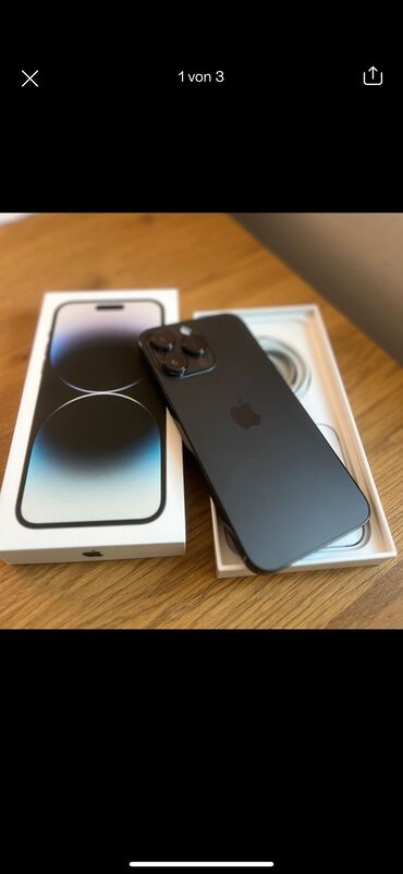 8 айфон: IPhone 14 Pro Max, Б/у, 128 ГБ, Black Titanium, Зарядное устройство, Защитное стекло, Чехол, 87 %