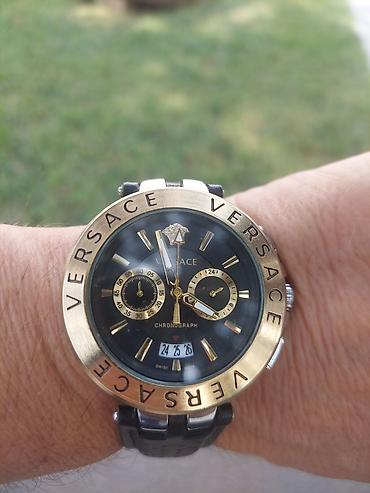 versace saat: Versace xronoqraf qol saatı - Brend yazılı bürünc tonlu böyük bezel — 1