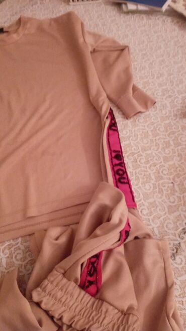 İdman geyimləri: Bej rəngli iki hissəli idman dəsti - Komplekt: uzunqol s6weatshirt və — 4