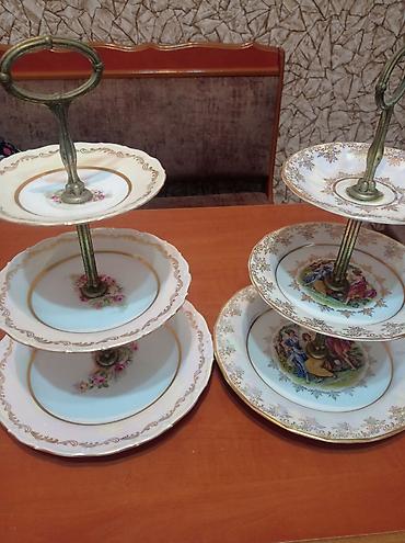 güllü tort: Tort və şiriniyyat qabı, rəng - Ağ, Farfor, Rusiya — 1