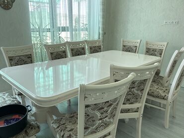 евростиль бишкек столы и стулья: Кухонный стол и стул, Б/у, Самовывоз, цвет - Бежевый