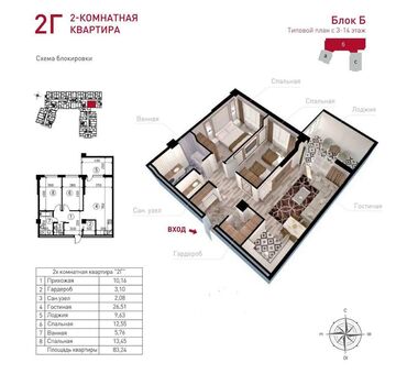земельный участок первая линия: 2 комнаты, 69 м², Элитка, 6 этаж, ПСО (под самоотделку)
