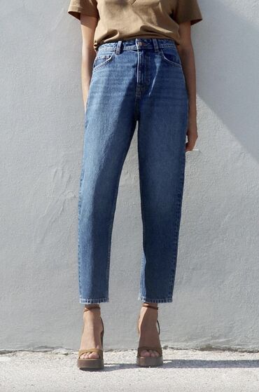 жынс: Джинсы, Мом, Zara, Турция, Высокая талия, 2XS (EU 32), XS (EU 34)