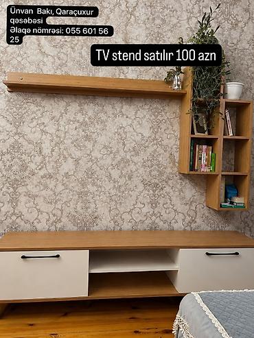 taxt altligi: TV stend dəsti - Tərkib: aşağı TV stendi + divar üçün açıq rəf + sağ — 1