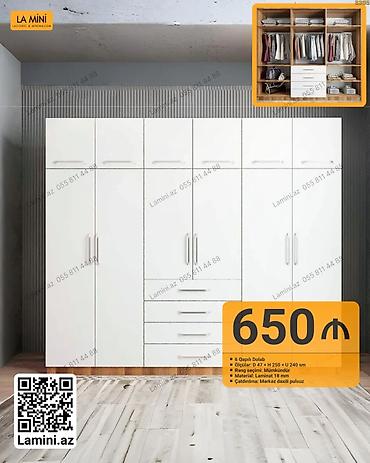Mebel: 6 qapılı paltar dolabı - Ölçülər: D 47 × H 250 × U 240 sm - Material — 1